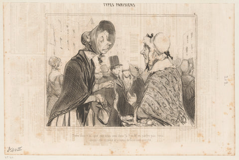 Two old women on the market, Honoré Daumier, 1841 Canvas Print