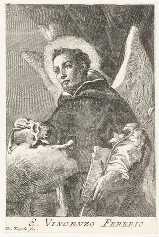 Saint Vincent Ferrer (Ferrier) with wings and skull, Giovanni Domenico Tiepolo, 1775 Canvas Print