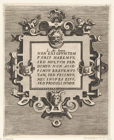 Square cartouche with a quote from Seneca, Frans Huys, 1557 Canvas Print