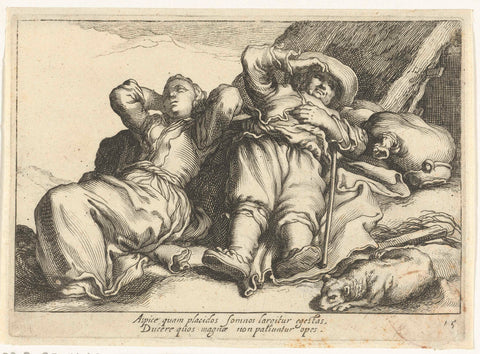 Two sleepers, Cornelis Bloemaert (II), after c. 1625 Canvas Print