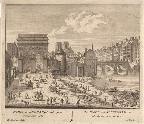 City Gate St. Bernard in Paris, anonymous, 1675 - 1711 Canvas Print