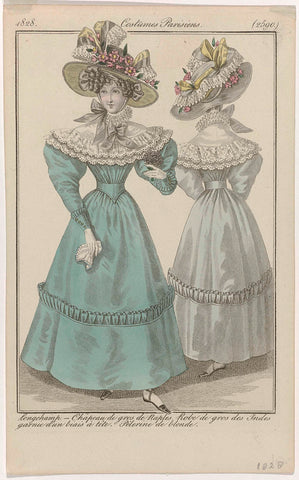 Journal des Dames et des Modes, Costumes Parisiens, 15 April 1828, (2590): Longchamp (...), anonymous, 1828 Canvas Print