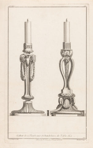 Candlesticks with ram's head, Berthault, 1771 Canvas Print