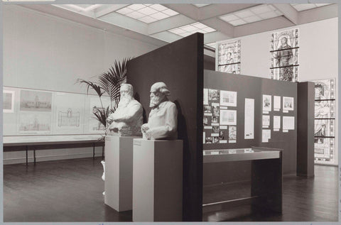 Room with information panels, two busts and test designs for the windows of the Voorhal, c. 1985 Canvas Print