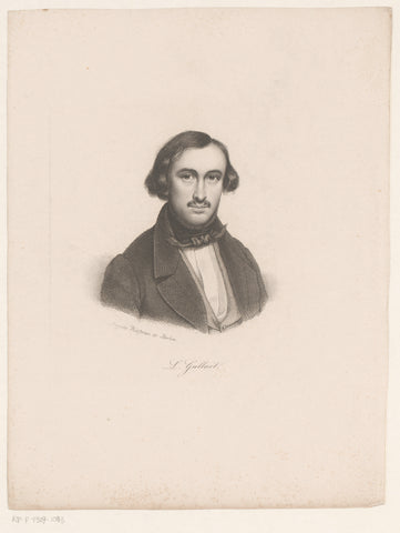 Portrait of Louis Gallait, Auguste Hüssener, 1820 - 1877 Canvas Print