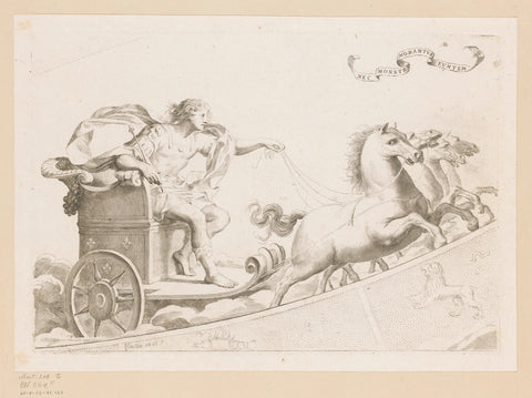 Louis XIV of France in a chariot driving through the zodiac, Claude Mellan, 1608-1688 Canvas Print