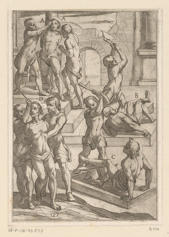 Torture: beating, sticking out of eyes and chopping off limbs, Antonio Tempesta, 1565 - 1630 Canvas Print