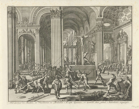 Iconoclasm, 1566, Jan Luyken, 1730 - 1738 Canvas Print