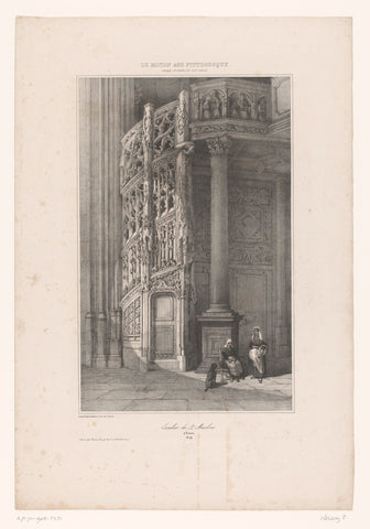 View of the Gothic organ staircase in the Saint-Maclou in Rouen, Emile Herson, 1838 Canvas Print