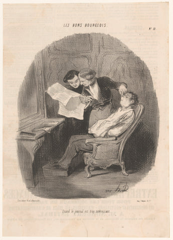 Hairdresser is derived by newspaper, Honoré Daumier, 1846 Canvas Print