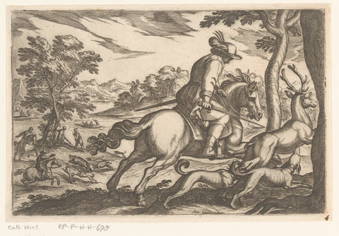 Hunt for deer, Antonio Tempesta, 1595 Canvas Print