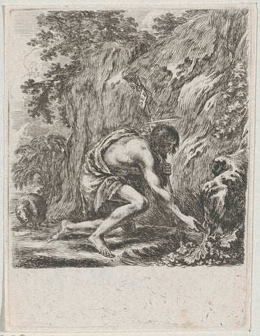 John the Baptist drawing water from source, Stefano della Bella, 1620 - 1664 Canvas Print