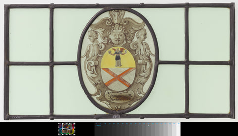 Diamond with coat of arms with caption 