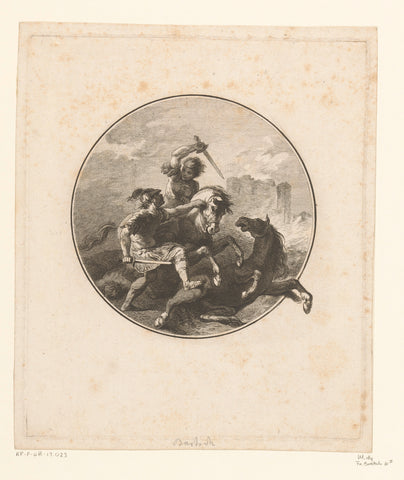 Combat between a horseman and a soldier, Adam von Bartsch, 1799 Canvas Print