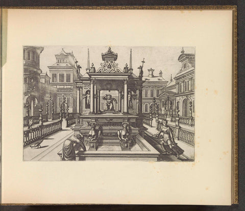 Town square with a fountain in the middle in the shape of a temple, Johannes or Lucas van Doetechum, c. 1600 Canvas Print