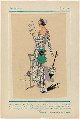 Très Parisien, 1923, No. 4: 10. -DERBY. Une très élégante robe..., anonymous, 1923 Canvas Print