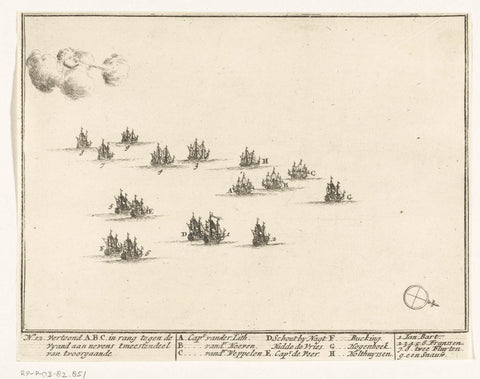 Naval battle between the Dutch and the French on the North Sea (plate 12), 1694, Adriaen Schoonebeek, 1694 Canvas Print