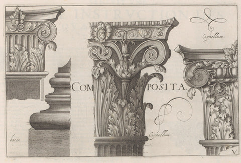 Composite capitals, Hendrick Hondius (I), 1620 Canvas Print