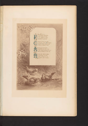 Reproduction of a print of birds by the water, with the poem Août by François Coppée, by Hector Giacomelli, Paul Dalloz, c. 1871 - in or before 1876 Canvas Print