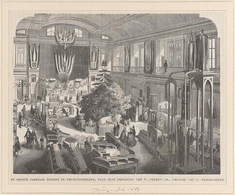 The large park hall during the exhibition, Frederik Hendrik Weissenbruch, 1859 - 1861 Canvas Print