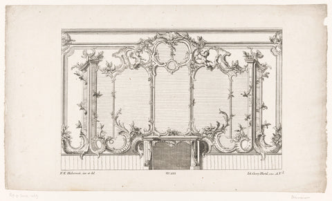 Wall layout with fireplace, anonymous, 1748 - 1753 Canvas Print