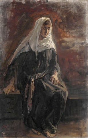 Seated woman, probably Michal, Jozef Israëls, 1899 Canvas Print