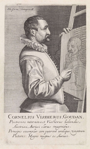 Portrait of Cornelis Visscher, Robert de Baudous, 1610 Canvas Print