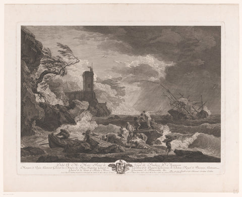 Castaway with drownings, Jean Jacques Flipart, c. 1765 Canvas Print