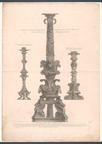 Three kandelabra, Giovanni Battista Piranesi, 1778 Canvas Print