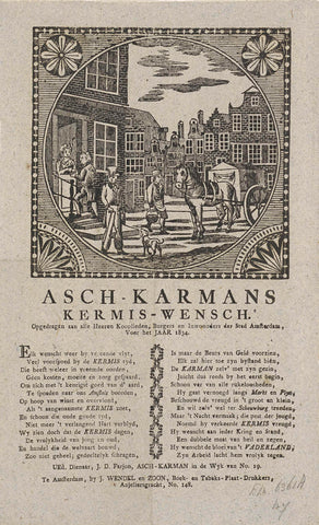 Kermisprent van de Amsterdamse askarrenmannen voor het jaar 1834, anonymous, 1834 Canvas Print