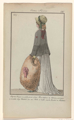 Journal des Dames et des Modes, Costume Parisien, 17 December 1797, (15 (bis)) : Chapeau-Casqu (...), anonymous, 1797 Canvas Print