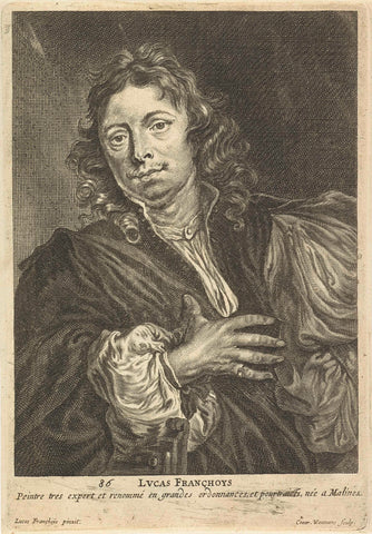 Portrait of the painter Lucas Franchoys (II), Coenraet Waumans, 1694 Canvas Print
