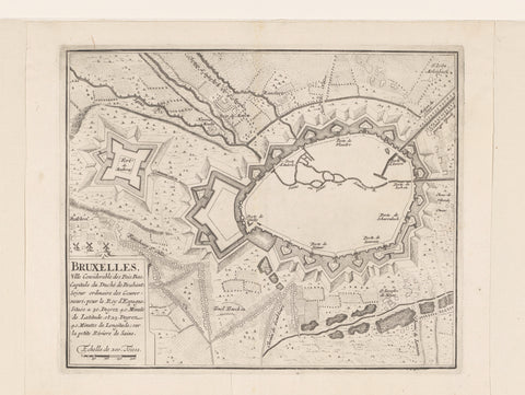 Fortress map of Brussels, anonymous, 1702 - 1728 Canvas Print