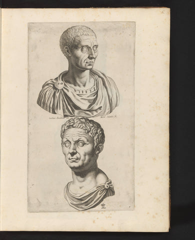 Bust of Julius Caesar and bust of Pompey, Michel Natalis, 1636 - 1647 Canvas Print