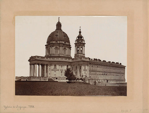 Superga Basilica in Turin, side view, anonymous, 1850 - 1876 Canvas Print