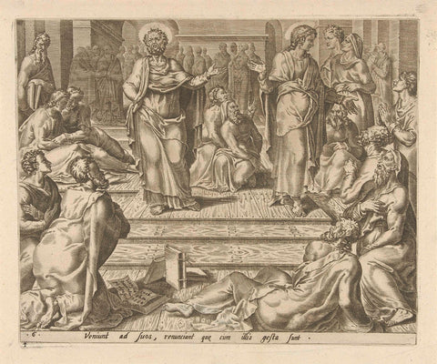 Peter and John among their disciples, Philip Galle, 1558 Canvas Print