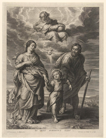 Christ as a twelve-year-old walking between his parents, Schelte Adamsz. Bolswert, 1596 – 1659 Canvas Print