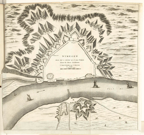 Map of the fortifications around Nijmegen designed by Menno van Coehoorn, 1726, anonymous, 1726 Canvas Print