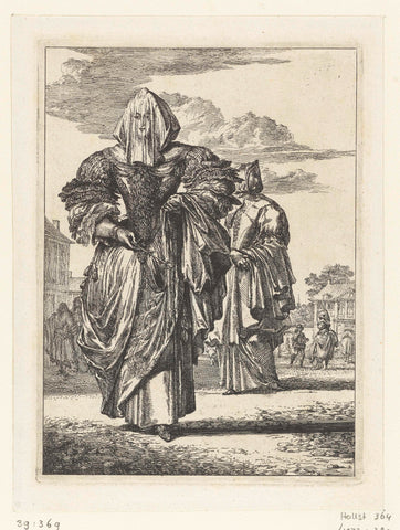 Figures à la mode, no. 2: veiled lady, Romeyn de Hooghe, 1670 - 1685 Canvas Print