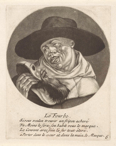 Clergyman with a mask, Jacob Gole, 1693 - 1700 Canvas Print