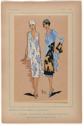 Très Parisien, 1925, No. 11, Pl. 12: MODELES des Tissus d'Art - PAYSAGES, G-P. Joumard, 1925 Canvas Print