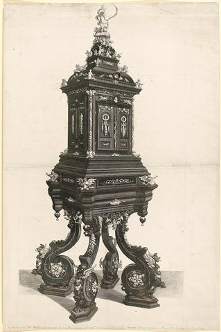 Italian cabinet on pedestal, ca. 1700, anonymous, 1690 - 1710 Canvas Print