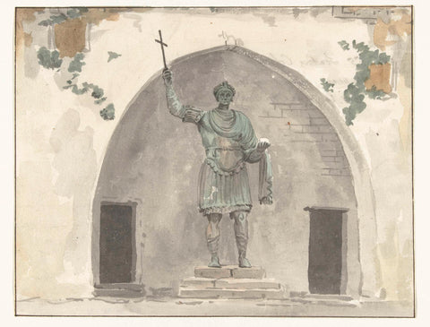 Bronze statue of emperor in barletta market square, Louis Ducros, 1778 Canvas Print