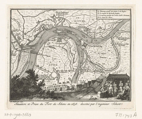 Map of the Siege of Schenckenschans, 1636, Bernard Picart (attributed to), 1732 - 1733 Canvas Print