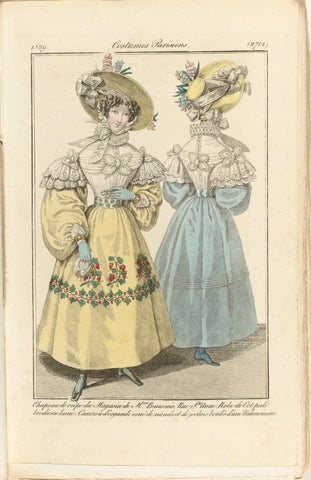 Journal des Dames et des Modes 1829, Costumes Parisiens (2712), anonymous, 1829 Canvas Print