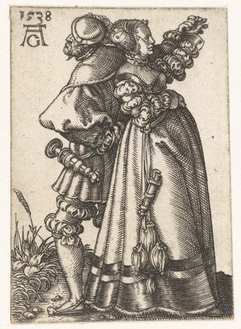 Dancing Couple Back to Back, Heinrich Aldegrever, 1538 Canvas Print