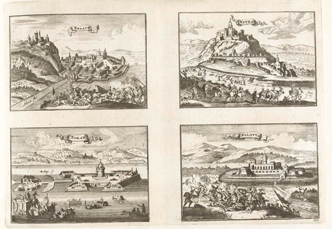 Views of Erlauw, Nitrac, Tokay and Palotta, c. 1702, anonymous, 1702 - 1703 Canvas Print