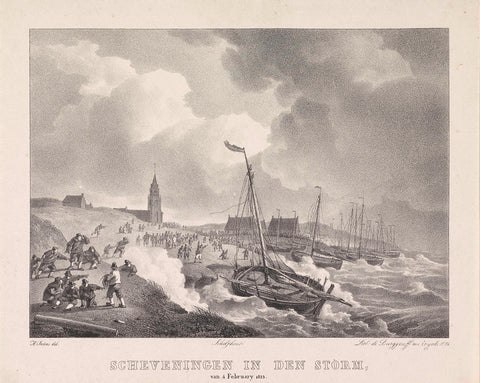 Storm in Scheveningen, 1825, Alexandre Joseph Boens, 1825 - 1826 Canvas Print