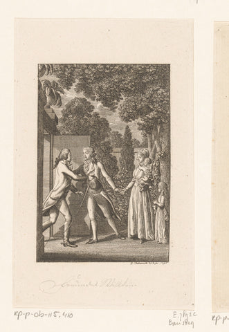 Meeting between friends, Daniel Nikolaus Chodowiecki, 1795 Canvas Print