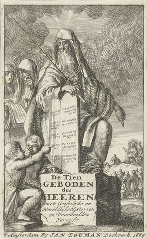 Mozes met de tafelen der wet, Jan Luyken, 1685 Canvas Print